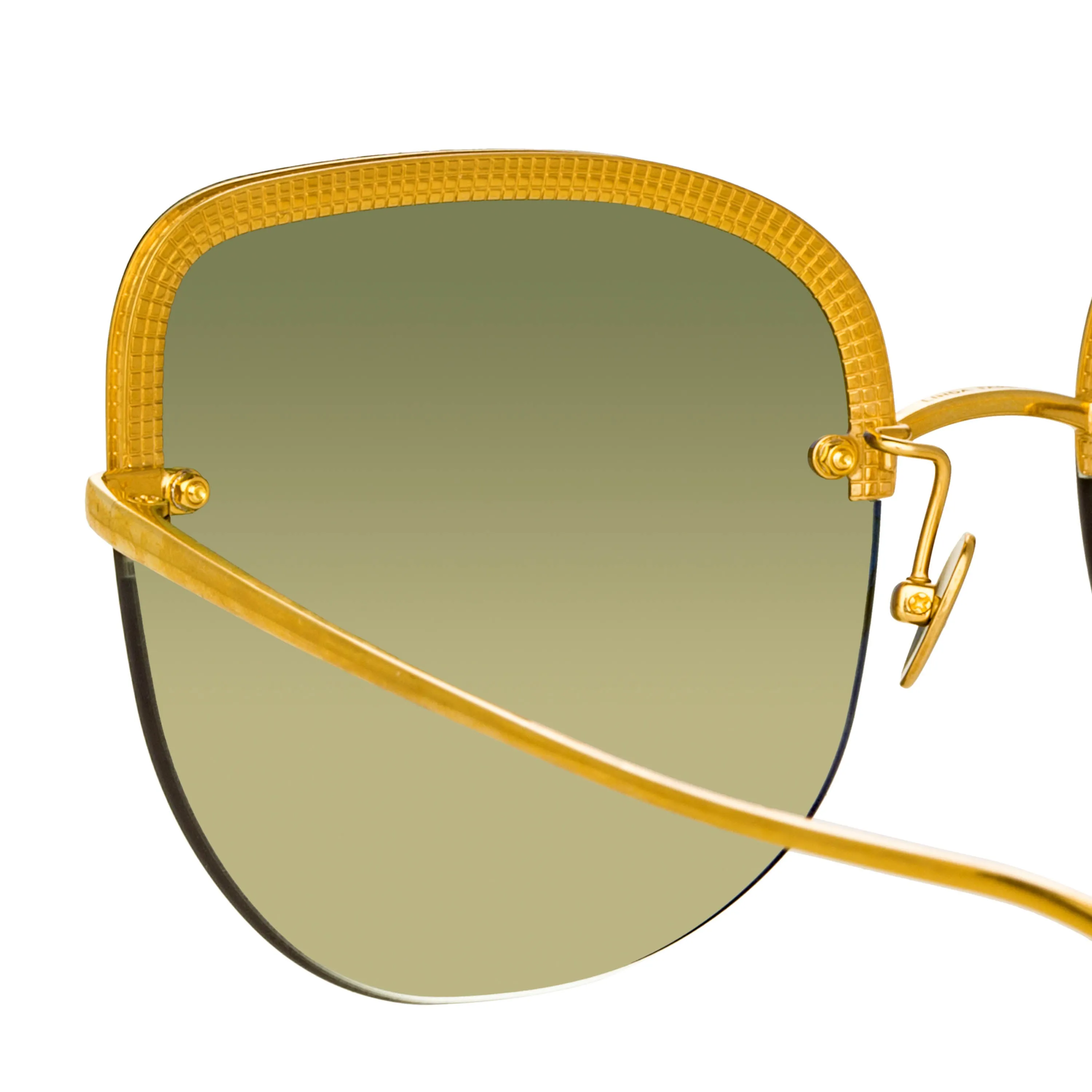 Loni Cat Eye Sunglasses in Yellow Gold and Green sold by Linda Farrow product image thumbnail 4
