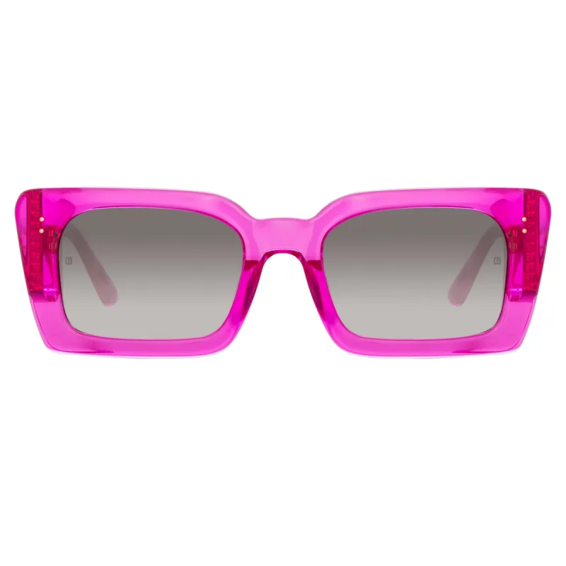 Nieve Rectangular Sunglasses in Fuchsia sold by Linda Farrow