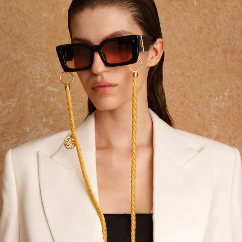 Nieve Rectangular Sunglasses in Black and Wine sold by Linda Farrow