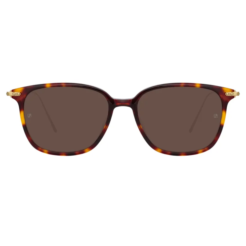Coffey Rectangular Sunglasses in Tortoiseshell sold by Linda Farrow