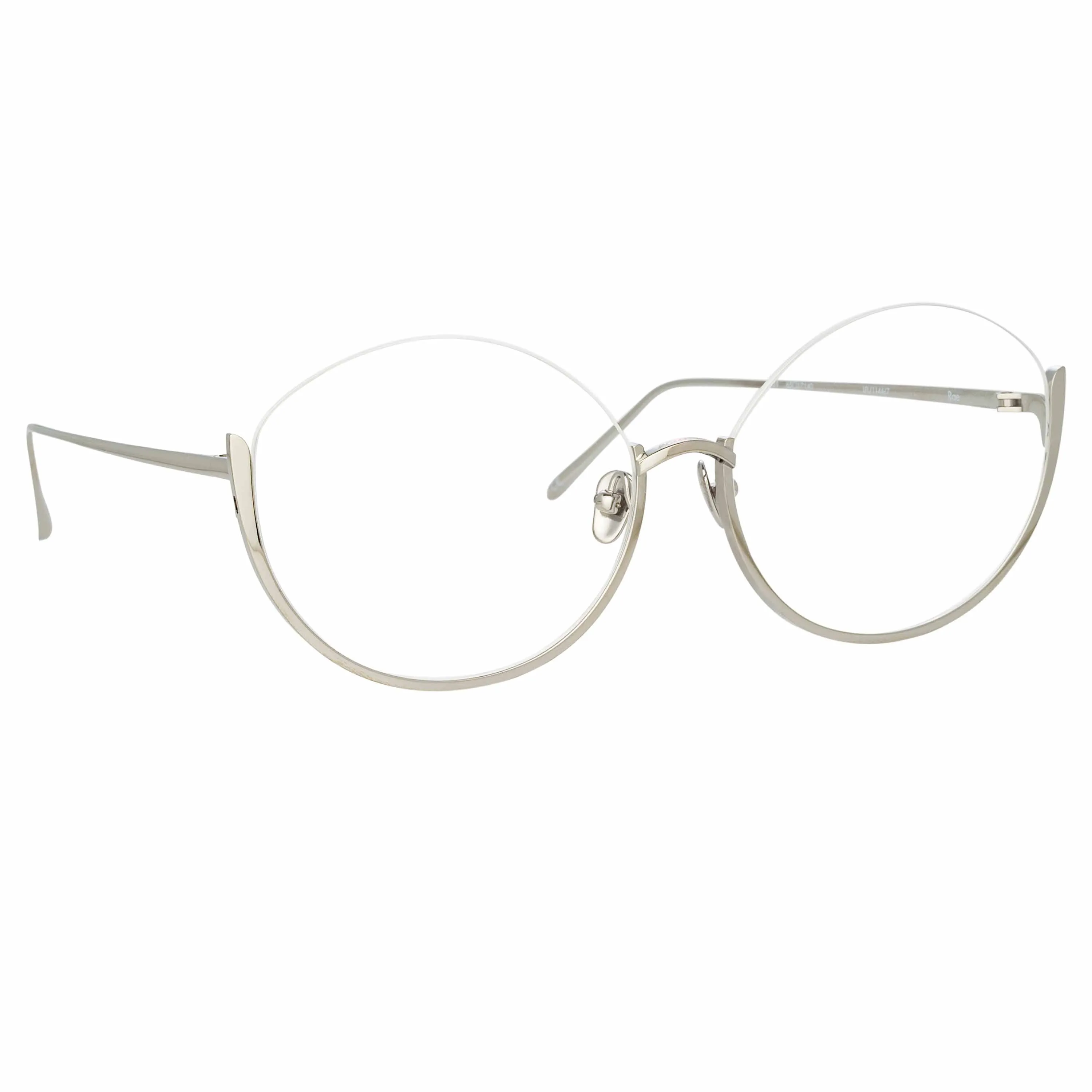 Rae Cat Eye Optical Frame in White Gold sold by Linda Farrow