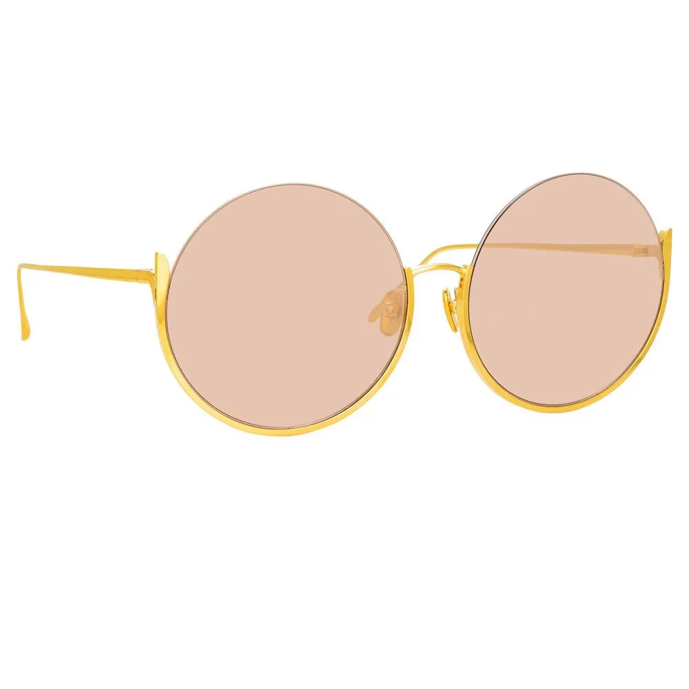Olivia Round Sunglasses in Light Gold sold by Linda Farrow