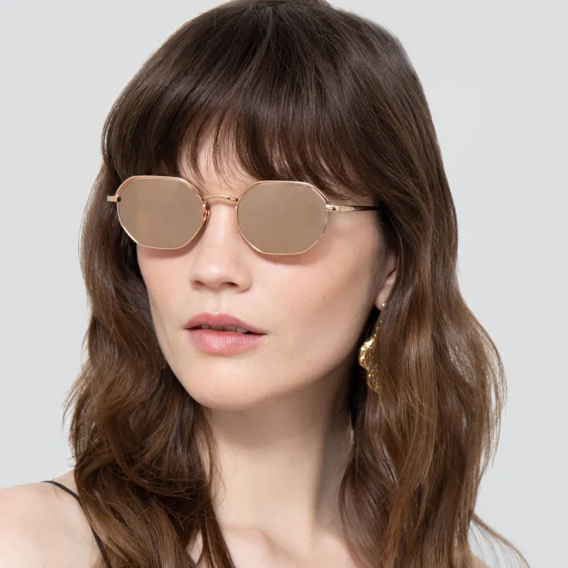 Shaw Angular Sunglasses in Rose Gold sold by Linda Farrow
