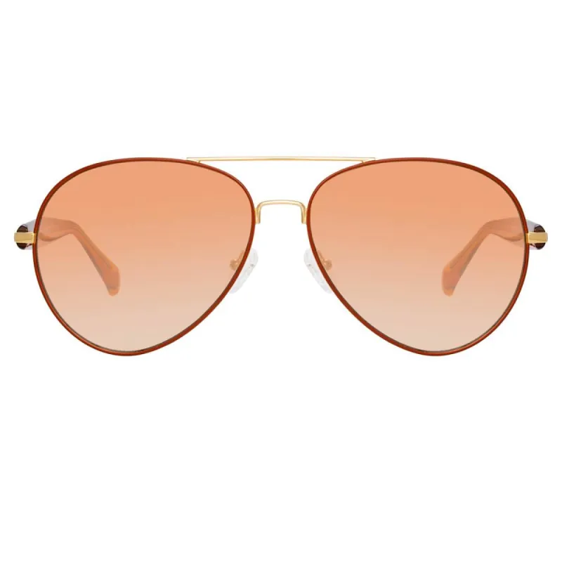 Matthew Williamson Primrose Aviator Sunglasses in Yellow Gold sold by Linda Farrow