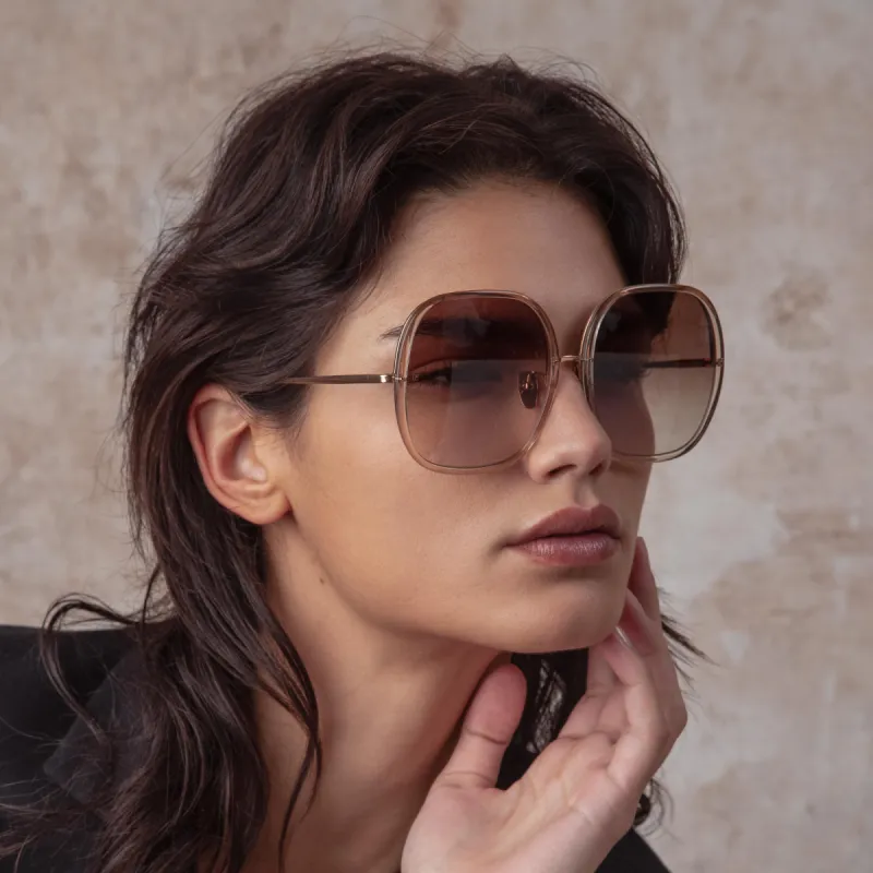 Celia Oversized Sunglasses in Ash sold by Linda Farrow