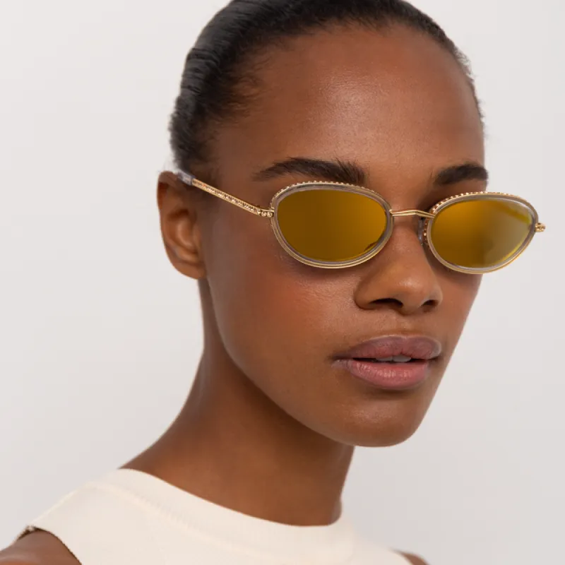 Area 1 Oval Sunglasses in Yellow Gold Tone sold by Linda Farrow