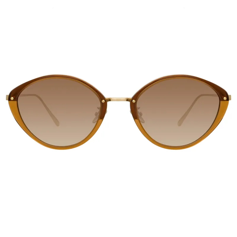 Lucy Cat Eye Sunglasses in Tobacco sold by Linda Farrow