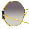 Marie Oversized Sunglasses in Yellow Gold and Grey sold by Linda Farrow