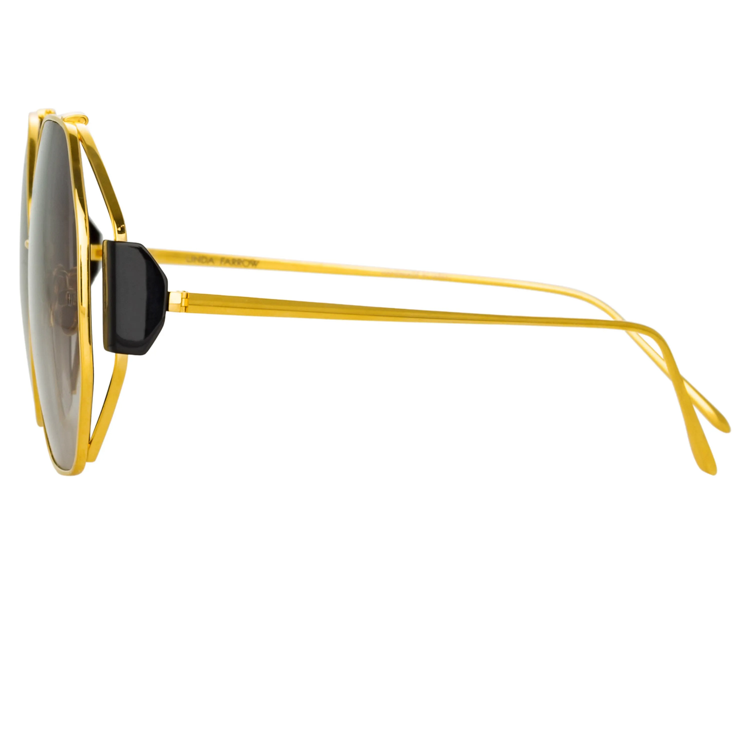 Marie Oversized Sunglasses in Yellow Gold and Grey sold by Linda Farrow product image thumbnail 3