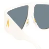 The Attico Iman Shield Sunglasses in Cream sold by Linda Farrow