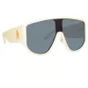 The Attico Iman Shield Sunglasses in Cream sold by Linda Farrow