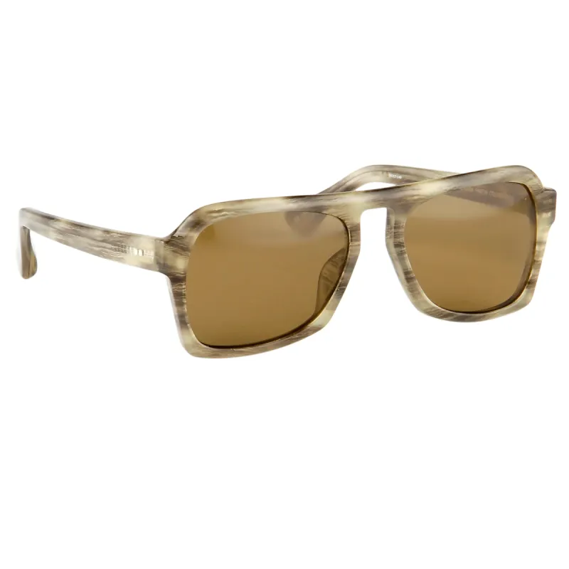 Dries Van Noten Angular Sunglasses in Grey Horn sold by Linda Farrow