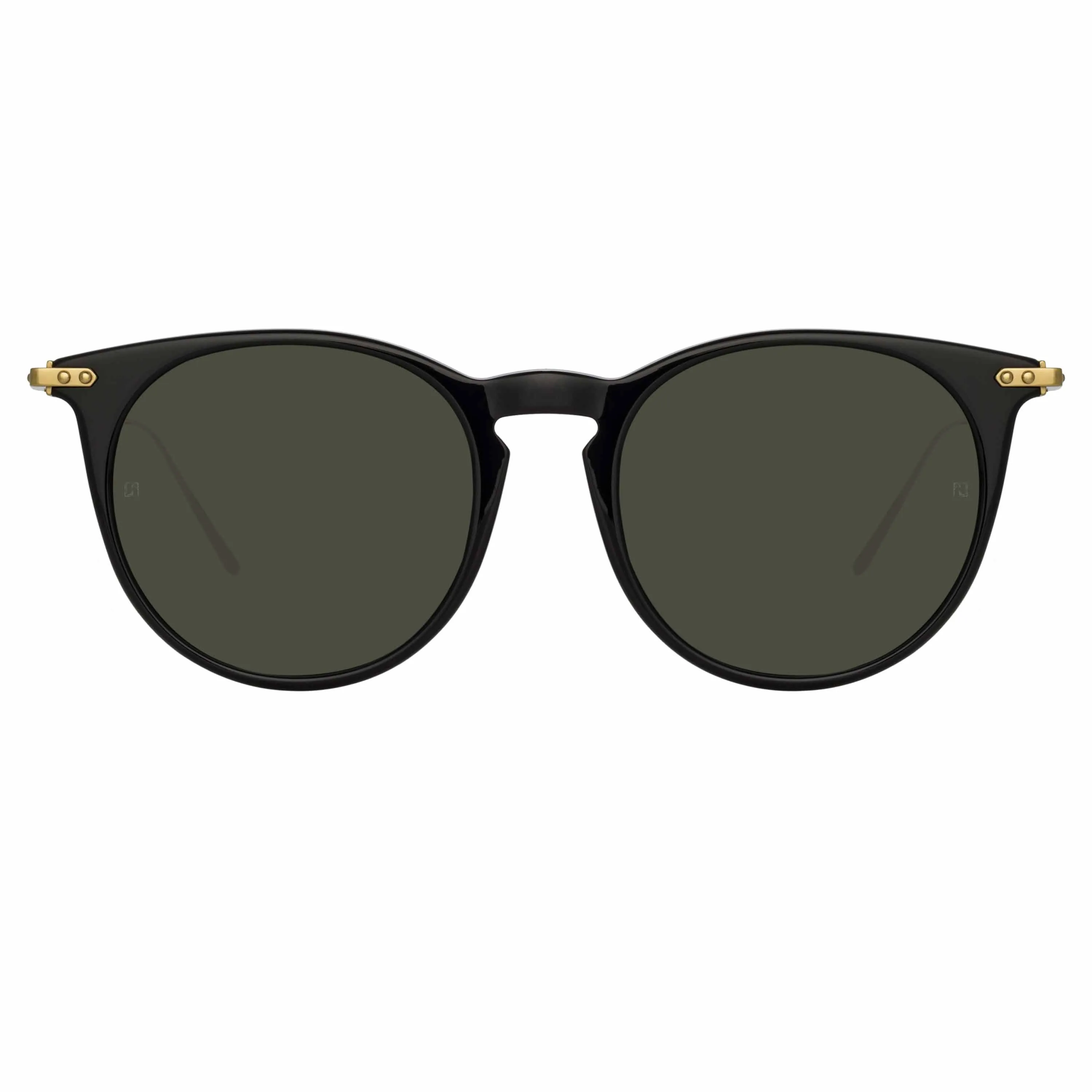 Ellis Oval Sunglasses in Black sold by Linda Farrow