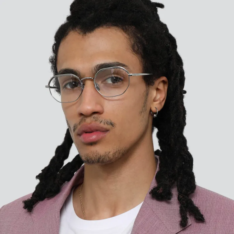 Shaw Angular Optical Frame in White Gold (Men's) sold by Linda Farrow