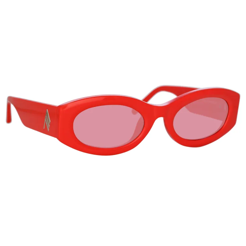 The Attico Berta Oval Sunglasses in Coral sold by Linda Farrow