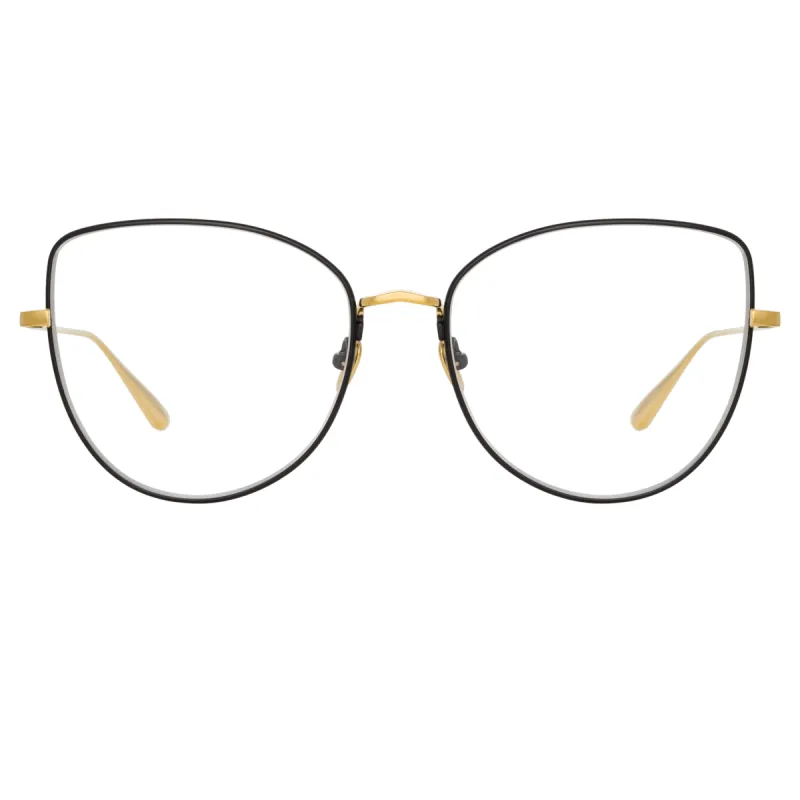 Eloise Cat Eye Optical Frame in Yellow Gold sold by Linda Farrow