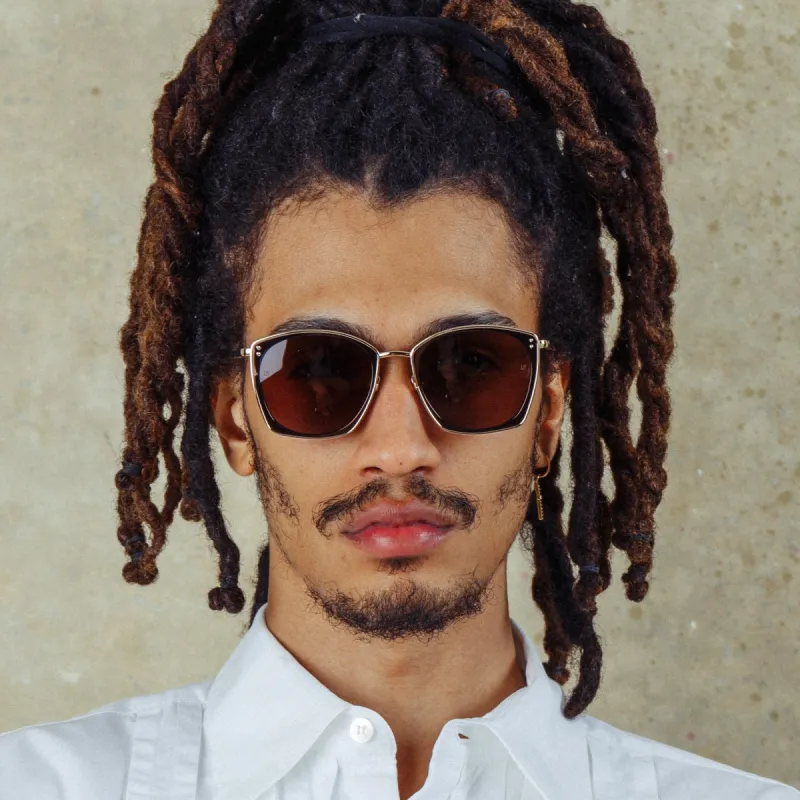 Men's Milo Square Sunglasses in Light Gold sold by Linda Farrow