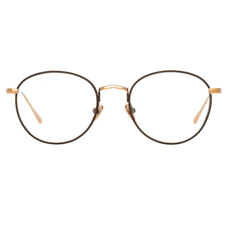 The Harrison | Oval Optical Frame in Rose Gold and Brown (C4) sold by Linda Farrow