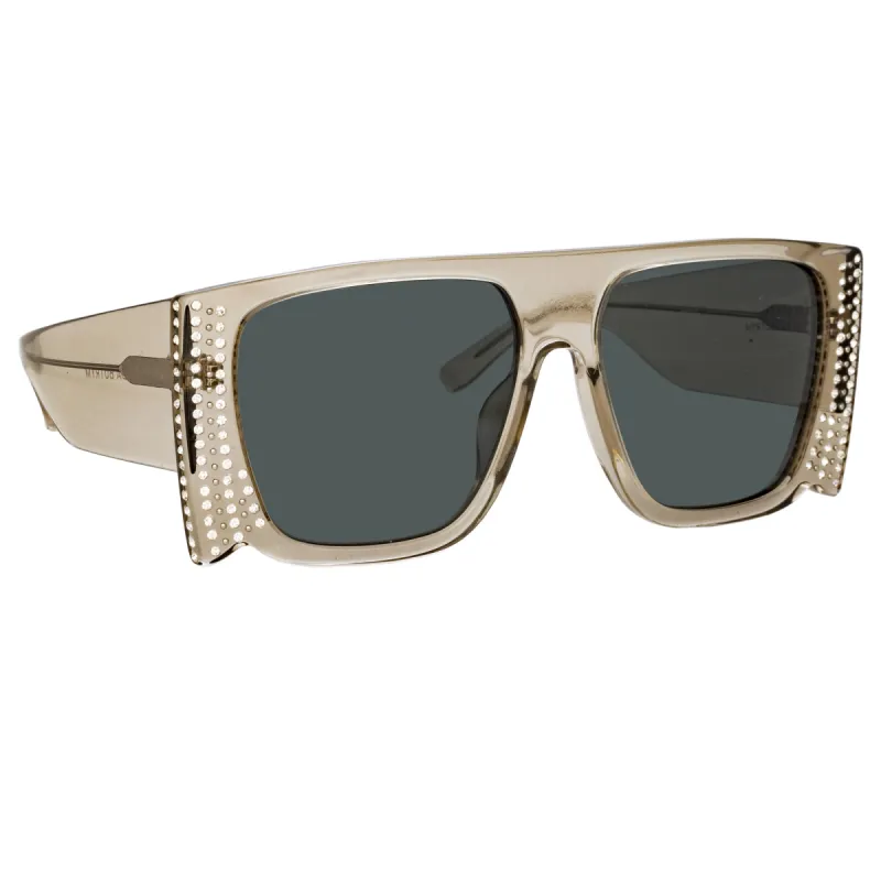 Magda Butrym Flat Top Sunglasses in Grey and Silver sold by Linda Farrow