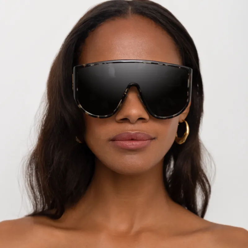 The Attico Iman Shield Sunglasses in Tortoiseshell sold by Linda Farrow