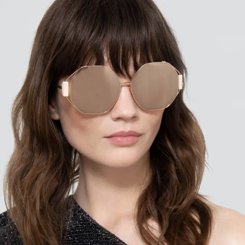 Marie Oversized Sunglasses in Rose Gold sold by Linda Farrow