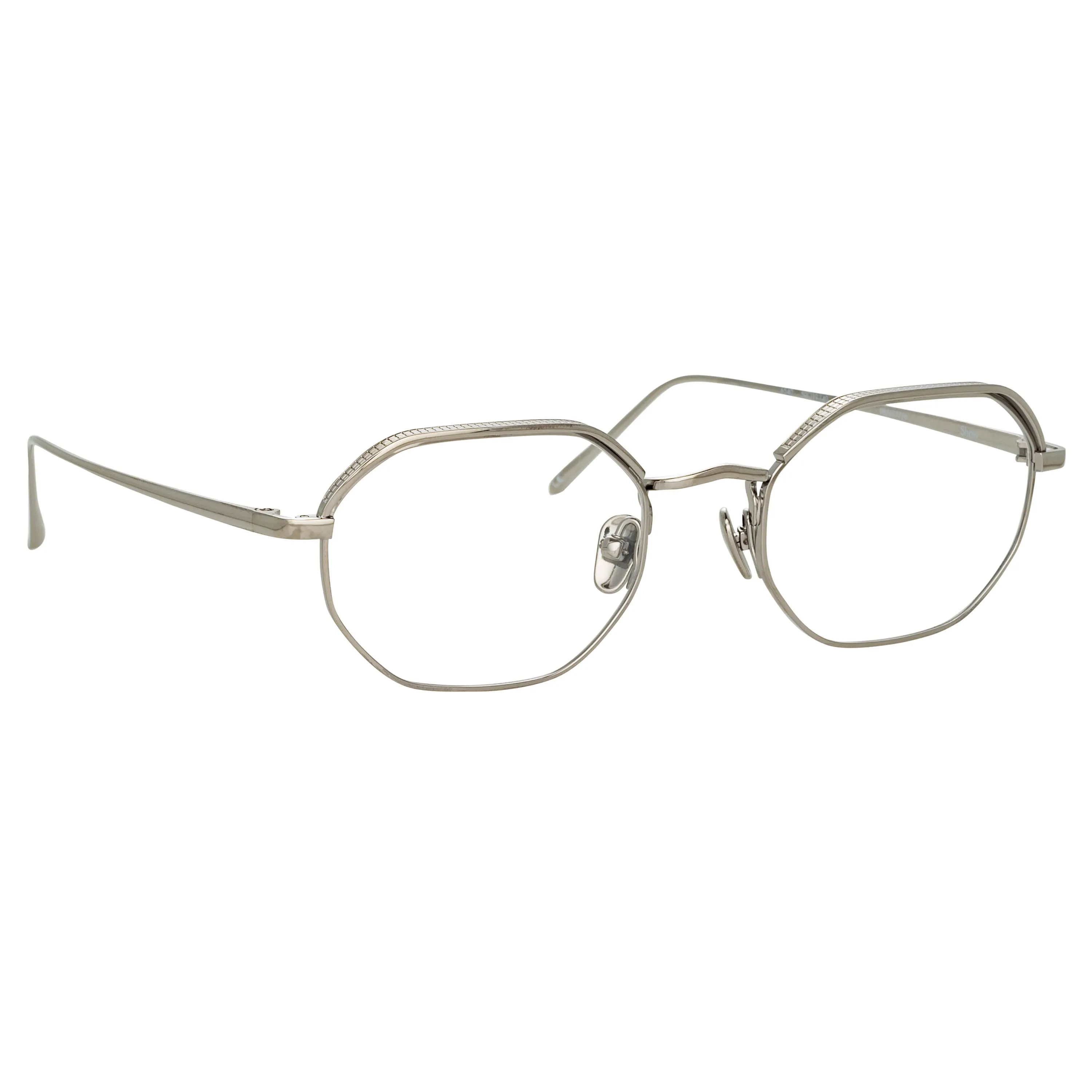 Shaw Angular Optical Frame in White Gold sold by Linda Farrow product image thumbnail 2