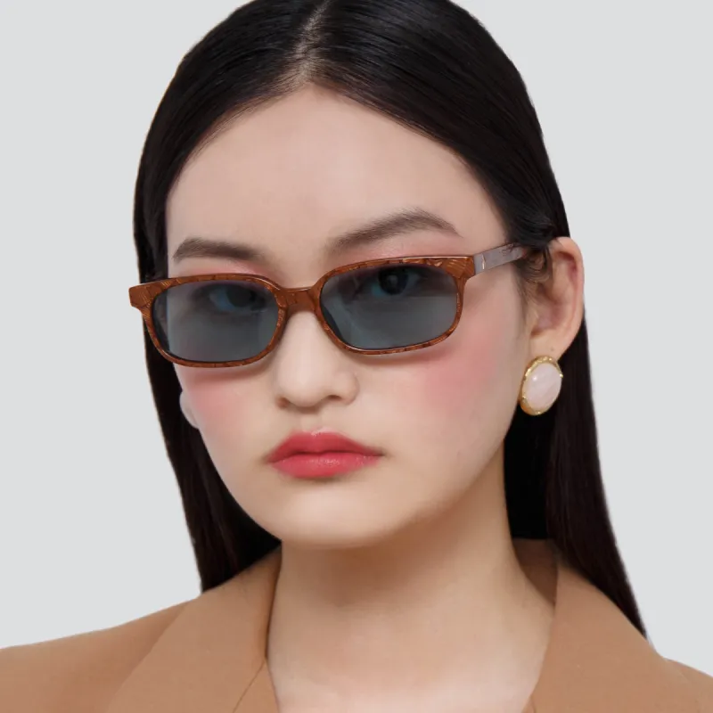 The Attico Gigi Rectangular Sunglasses in Brown and Turquoise sold by Linda Farrow