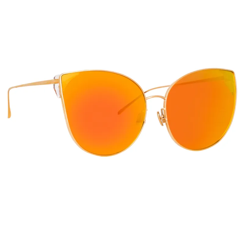 Flyer Cat Eye Sunglasses in Rose Gold and Red sold by Linda Farrow