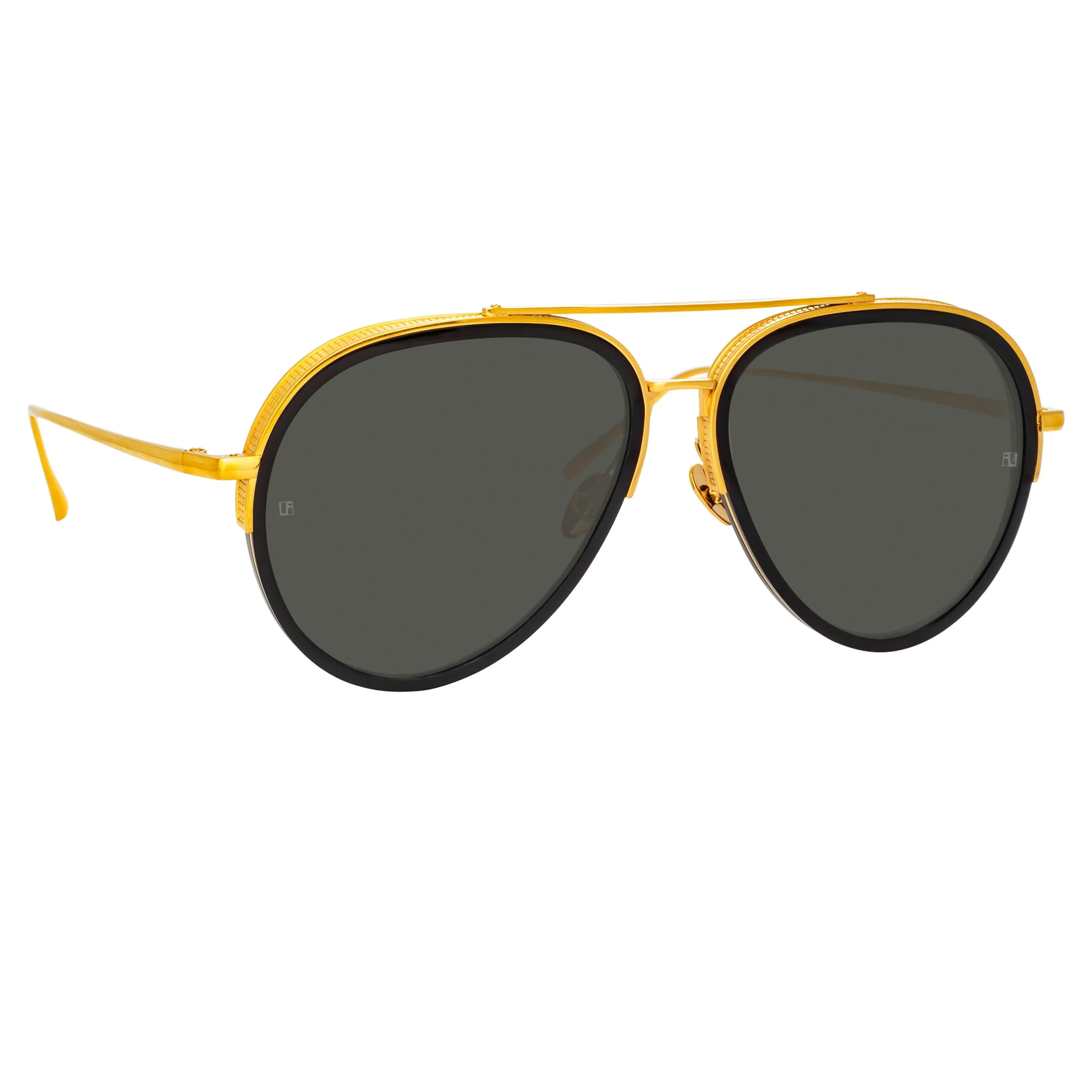 Abel Aviator Sunglasses in Black and Yellow Gold sold by Linda Farrow product image thumbnail 3