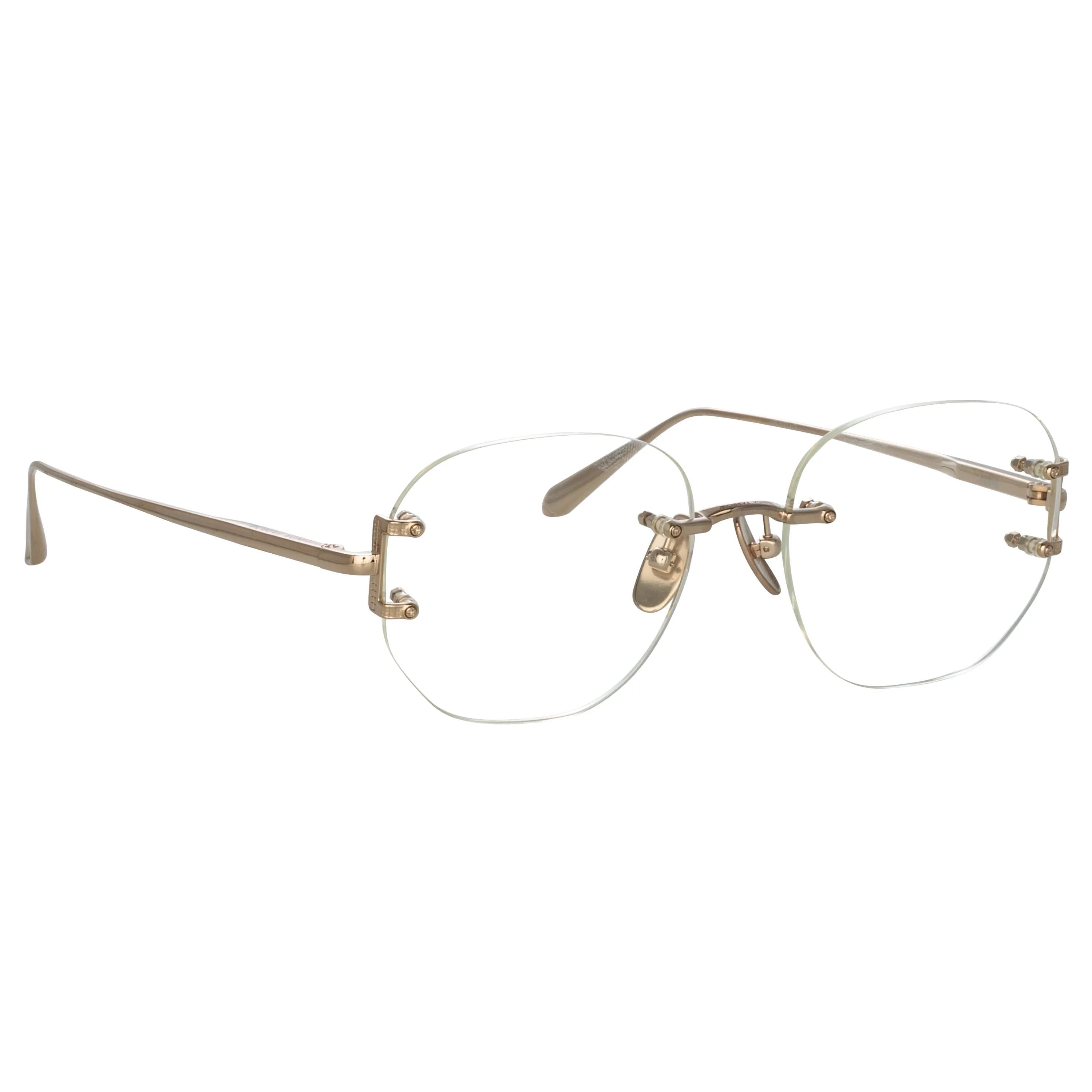 Sandor Angular Optical Frame in Light Gold sold by Linda Farrow