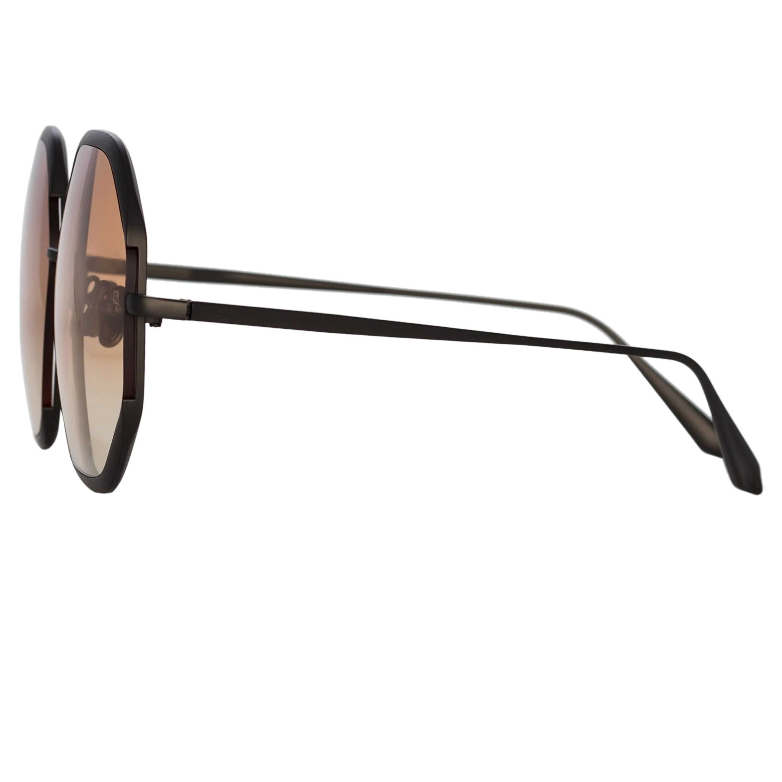 Camila Hexagon Sunglasses in Nickel and Camel sold by Linda Farrow product image thumbnail 4