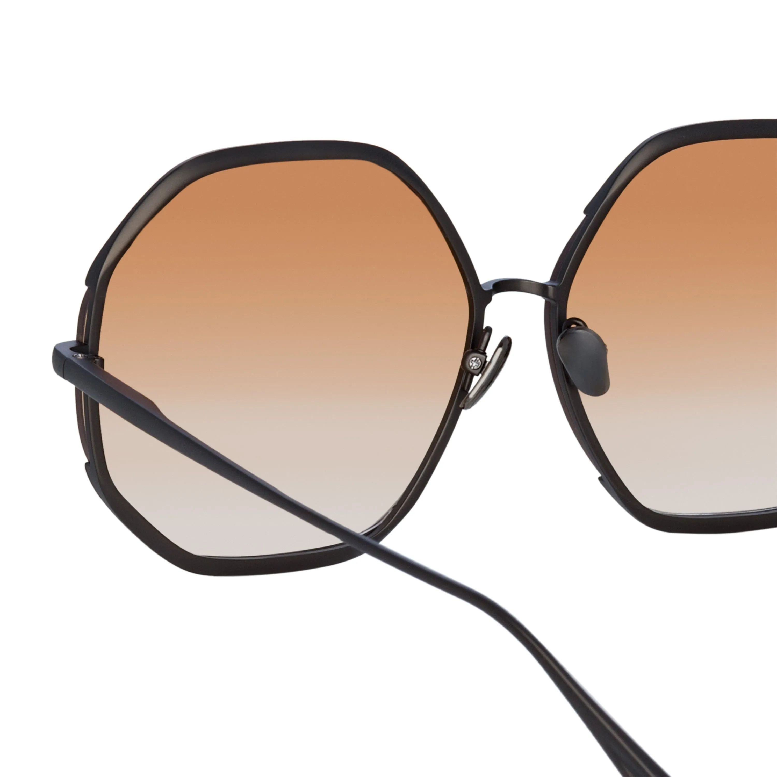 Camila Hexagon Sunglasses in Nickel and Camel sold by Linda Farrow product image thumbnail 5