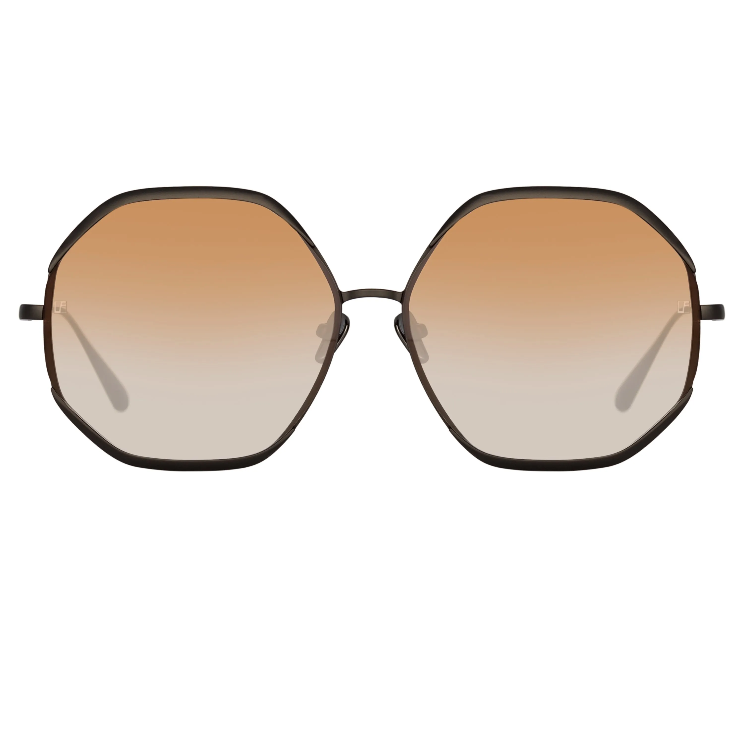 Camila Hexagon Sunglasses in Nickel and Camel sold by Linda Farrow product image thumbnail 2