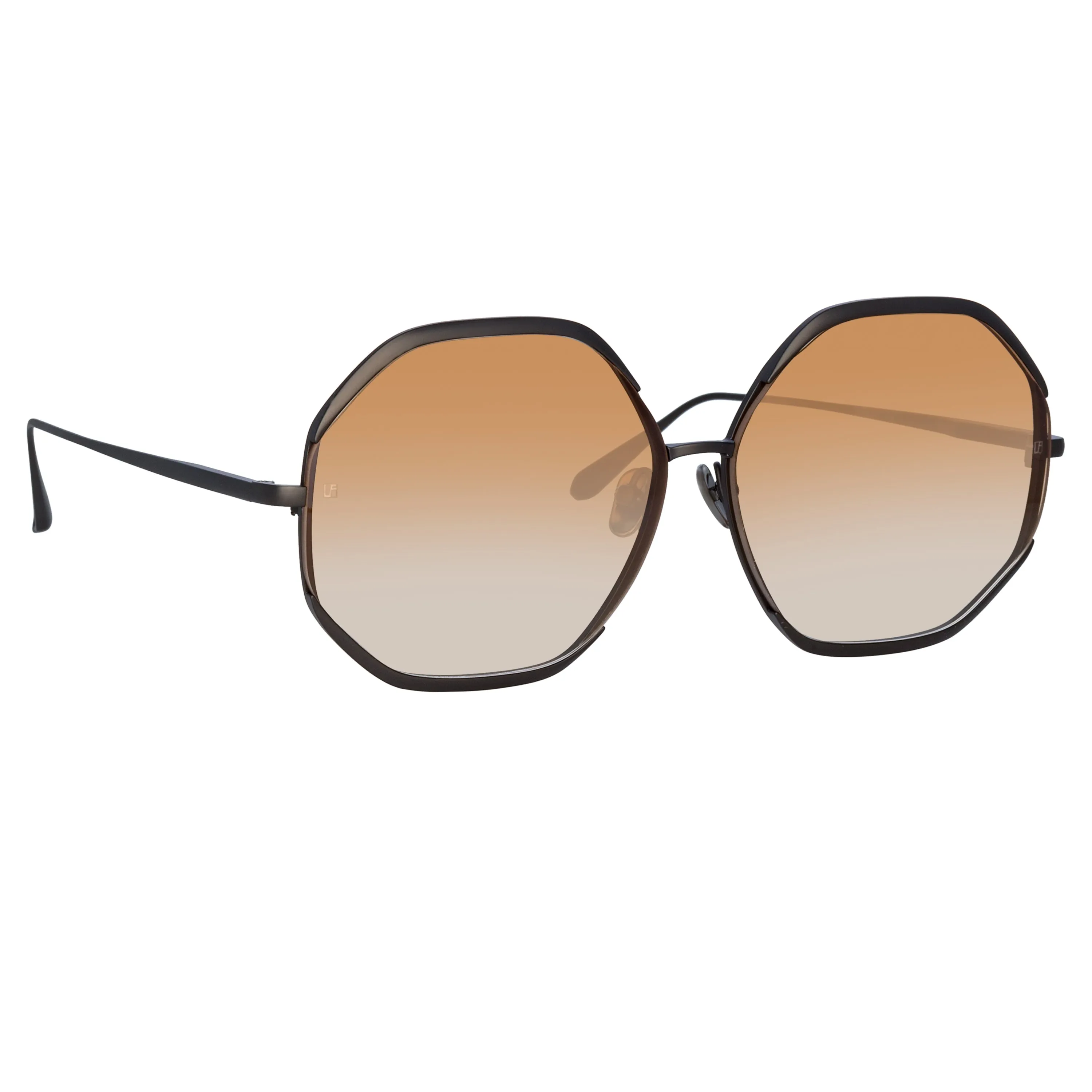 Camila Hexagon Sunglasses in Nickel and Camel sold by Linda Farrow product image thumbnail 3