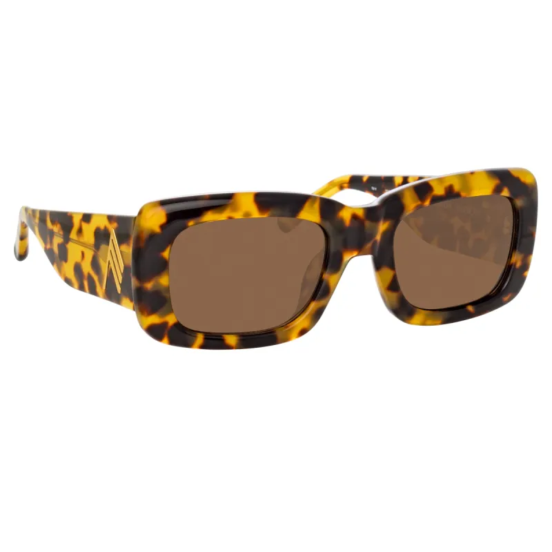 The Attico Marfa Rectangular Sunglasses in Tortoiseshell and Brown sold by Linda Farrow