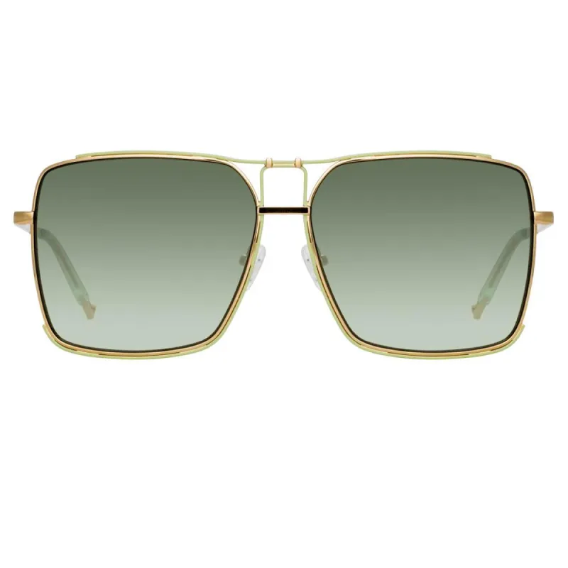 Matthew Williamson Peony Square Sunglasses in Light Gold Tone sold by Linda Farrow