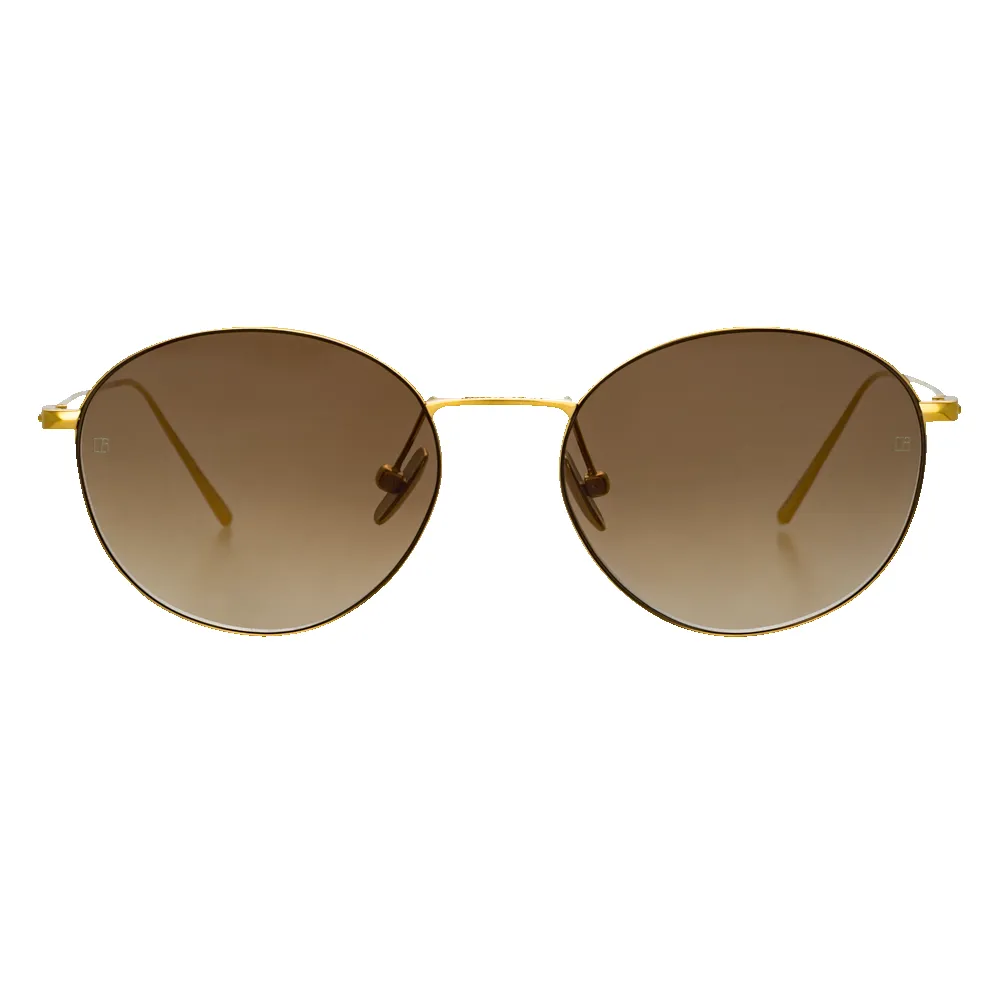 Mayne Oval Sunglasses in Light Gold sold by Linda Farrow