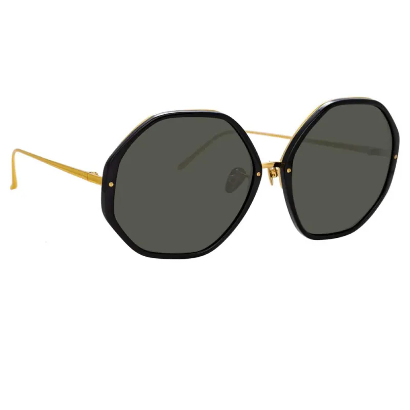 The Alona | Oversized Sunglasses in Black Frame (C29) sold by Linda Farrow