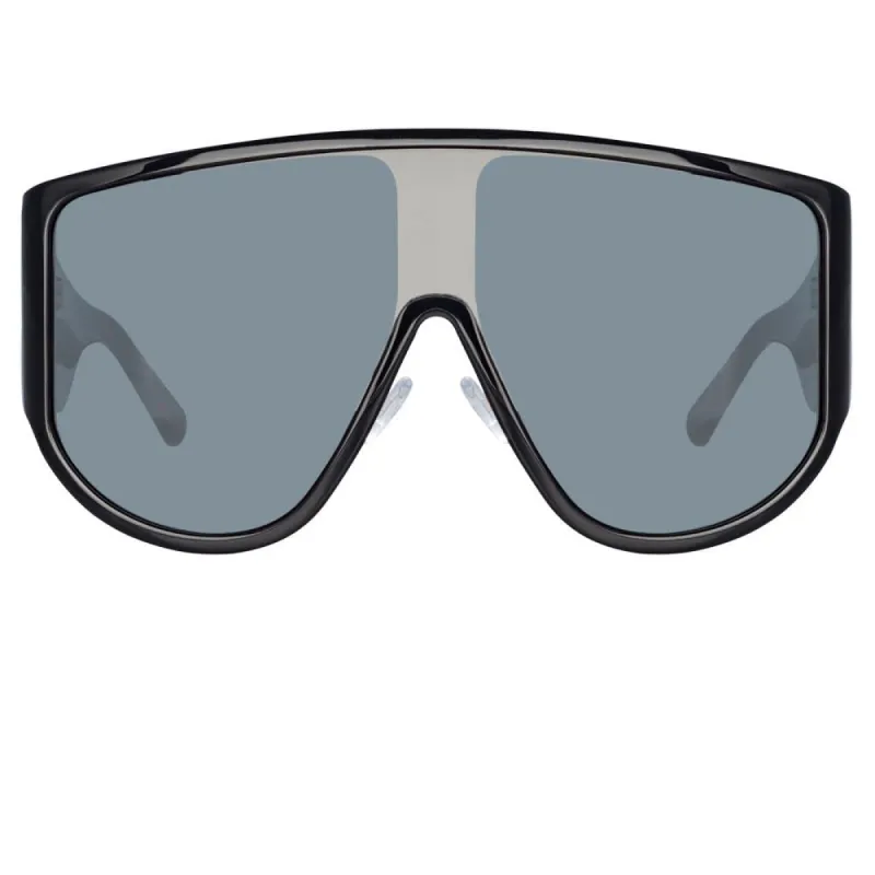 The Attico Iman Shield Sunglasses in Black sold by Linda Farrow