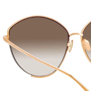 Ella Cat Eye Sunglasses in Rose Gold sold by Linda Farrow