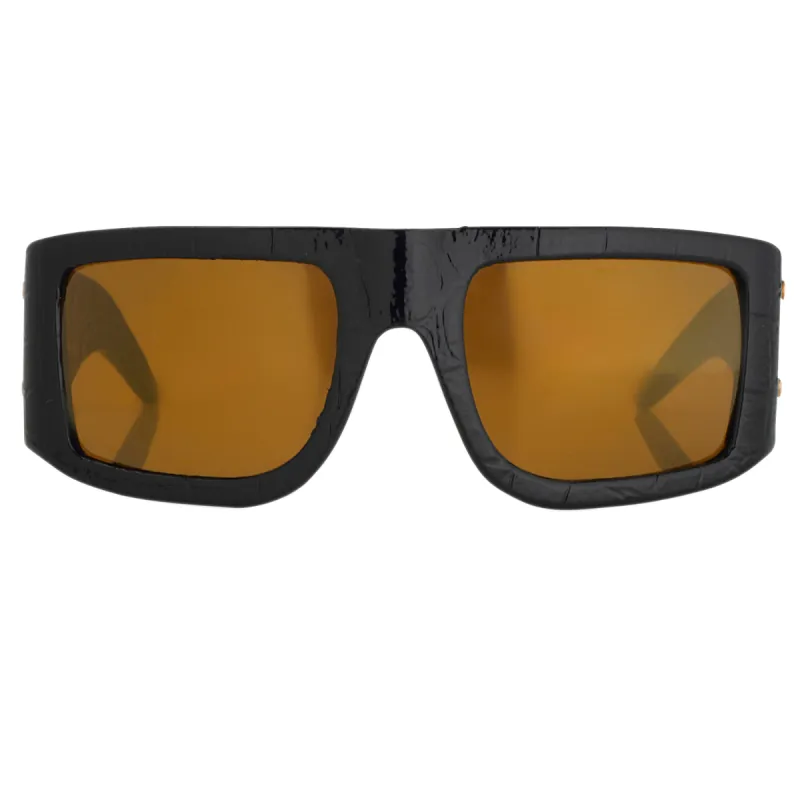 Jeremy Scott Plaque Sunglasses in Black sold by Linda Farrow