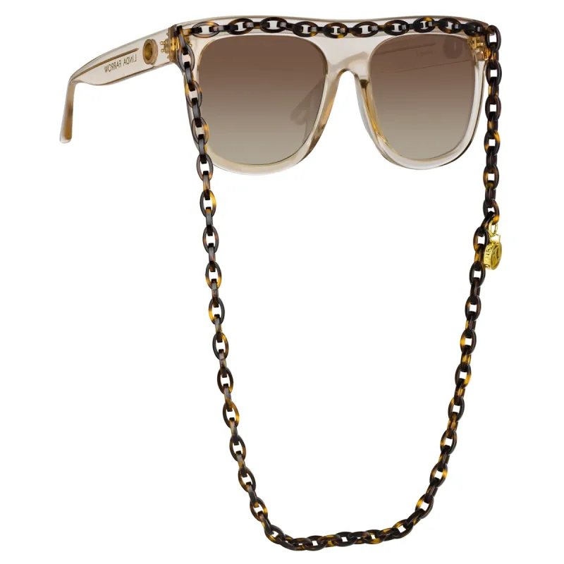 Dakota Flat Top Sunglasses in Ash sold by Linda Farrow