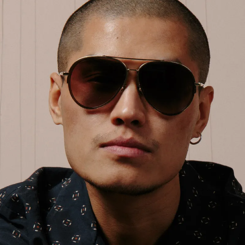 Abel Aviator Sunglasses in Brown sold by Linda Farrow