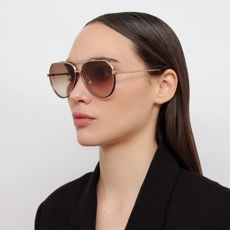 Bayer Aviator Sunglasses in Light Gold sold by Linda Farrow
