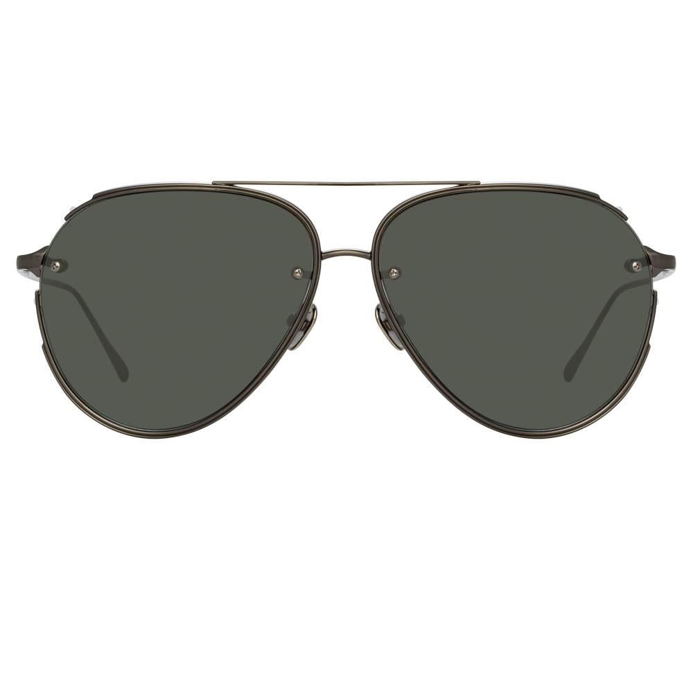 Russo Aviator Sunglasses in Nickel sold by Linda Farrow