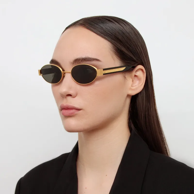 Sadie Oval Sunglasses in Yellow Gold sold by Linda Farrow