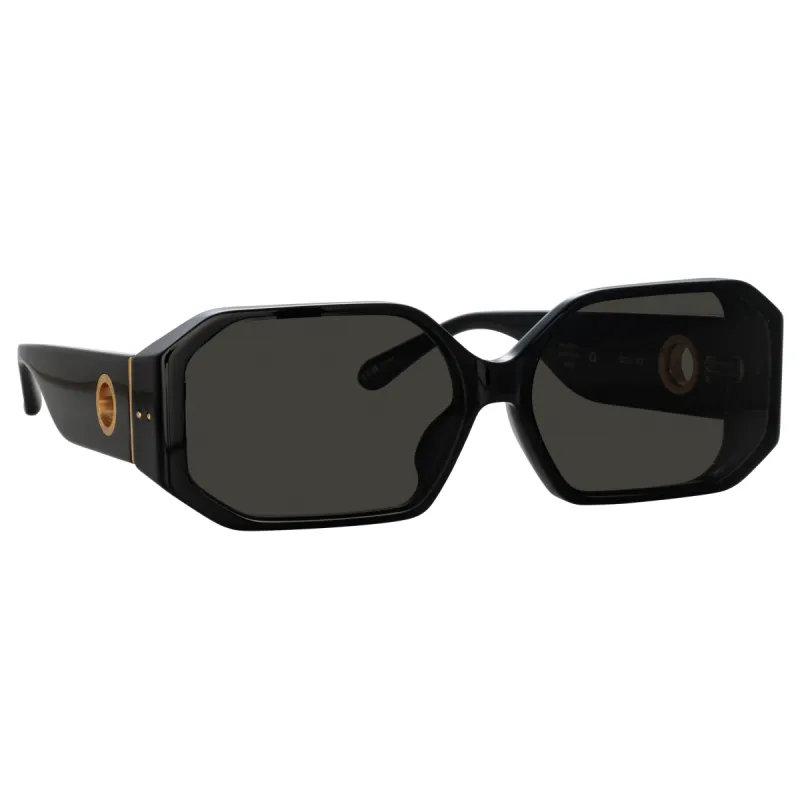 Bailey Angular Sunglasses in Black sold by Linda Farrow