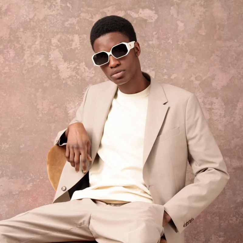 Men's Bailey Angular Sunglasses in White sold by Linda Farrow