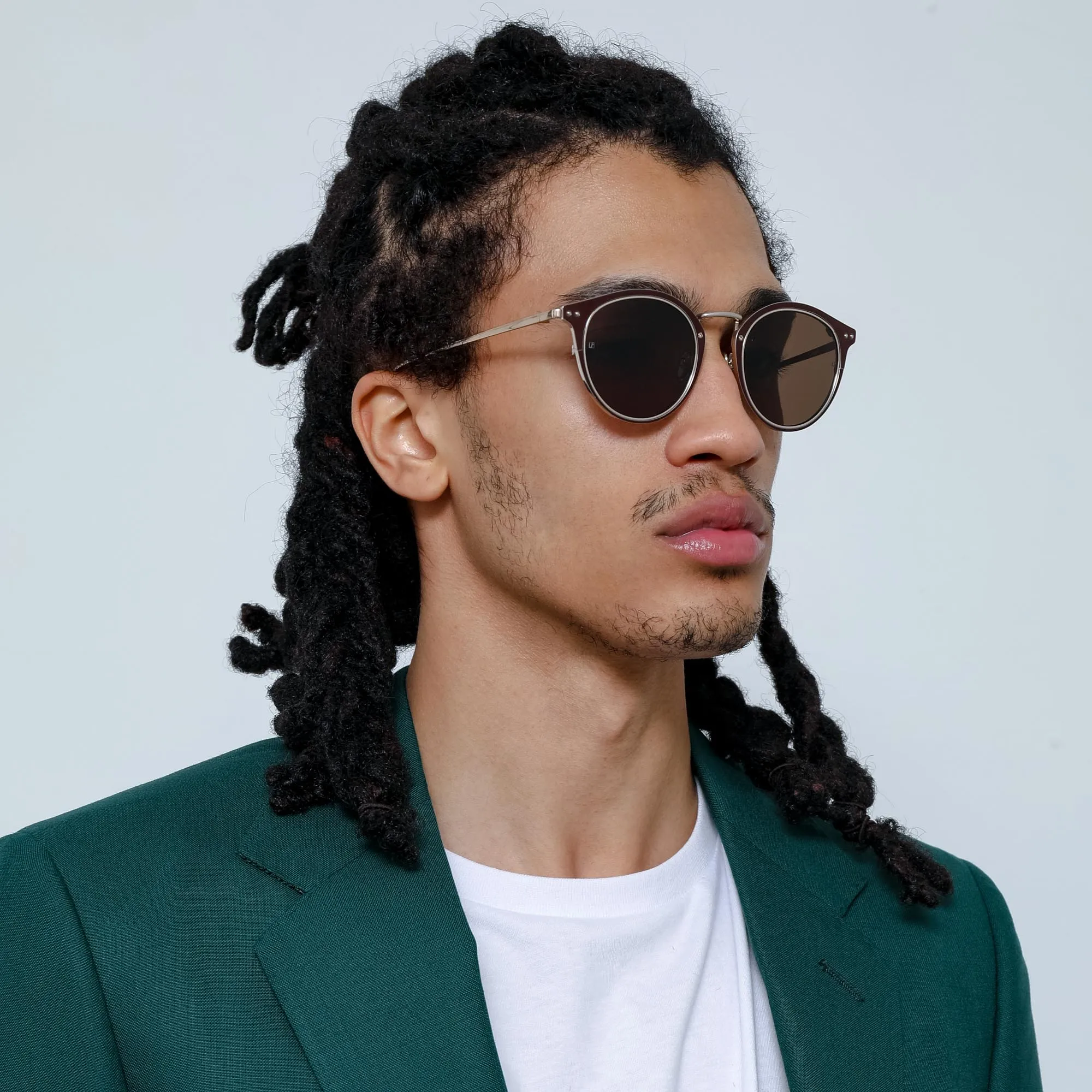 Cooper Oval Sunglasses in Light Gold and Brown (Men's) sold by Linda Farrow product image thumbnail 3