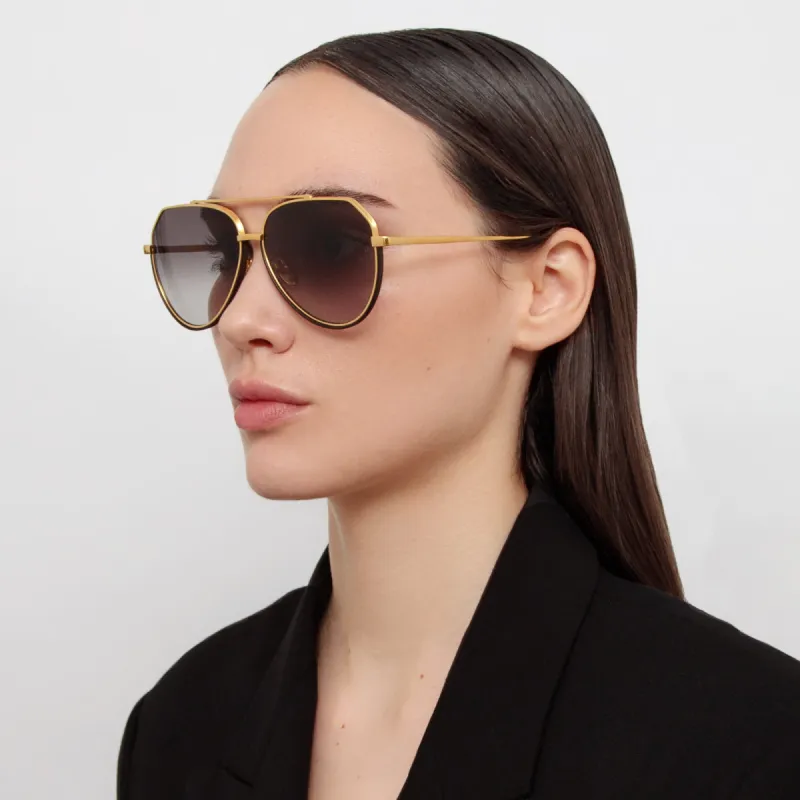 Bayer Aviator Sunglasses in Yellow Gold sold by Linda Farrow